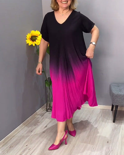 Laluna® | Ombre Pleated Casual Dress