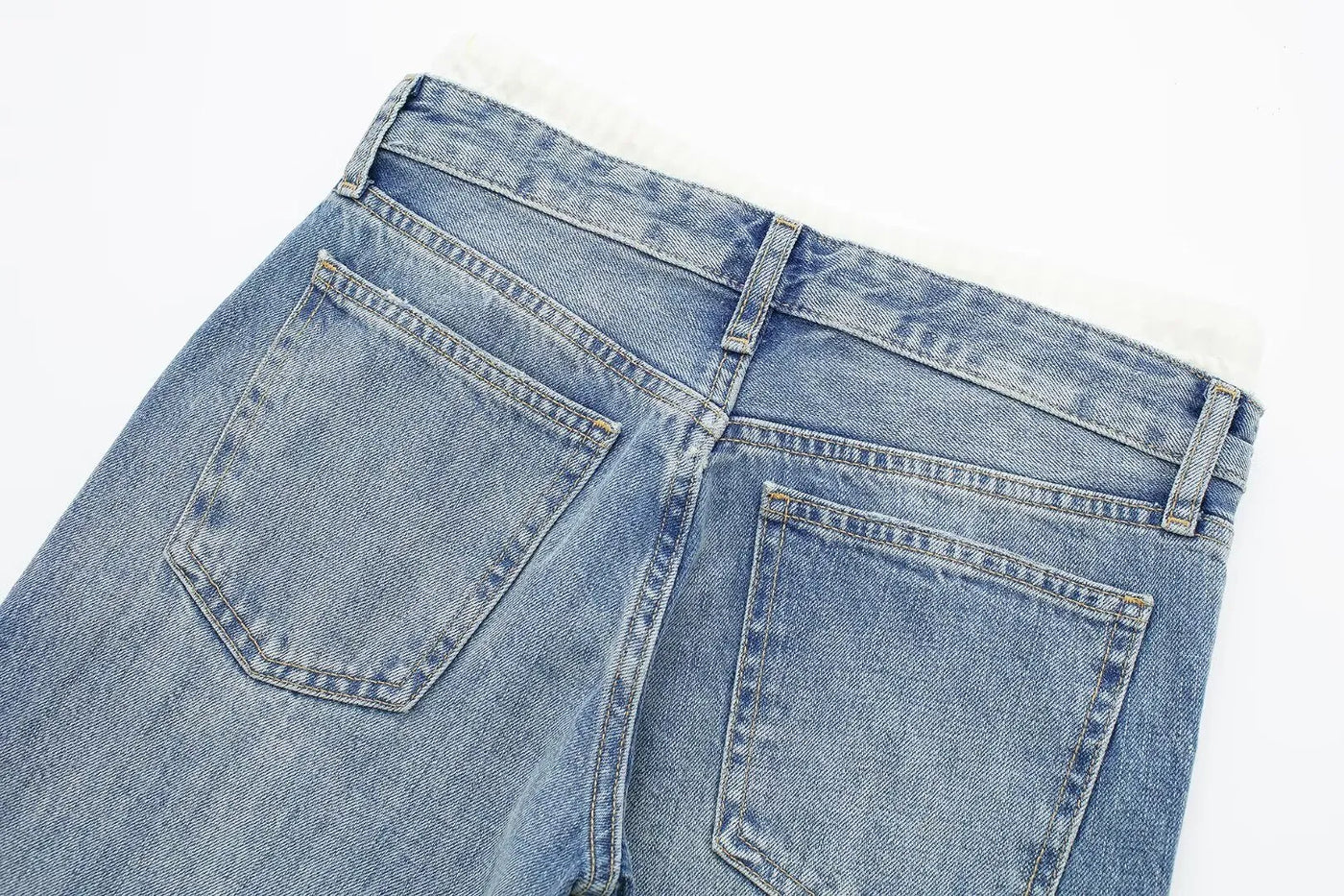 LALUNA® | WHITE STRAIGHT LEG BOXER JEANS