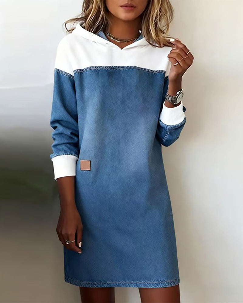 Dress with Chapel Denim Patchwork Dropped Shoulder