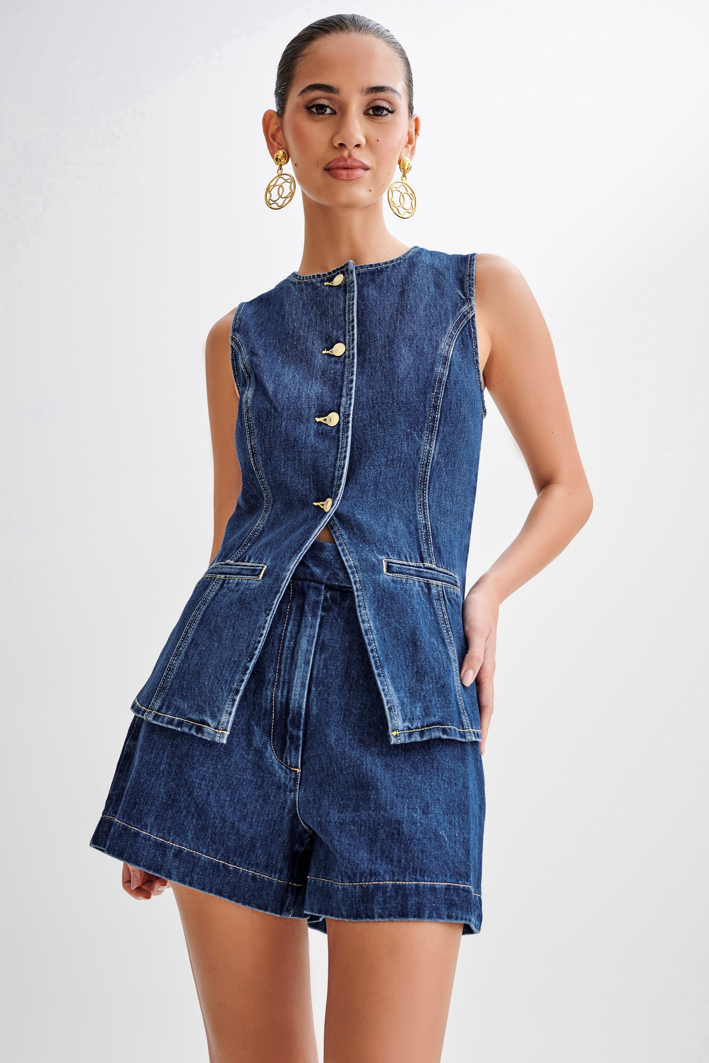 LALUNA® | Denim Button-Up Ensemble