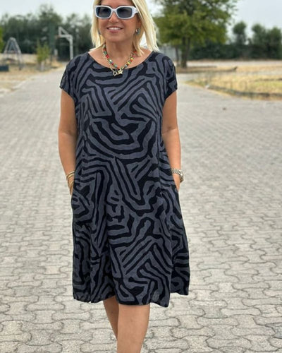 Laluna® | Printed Summer Dress with Round Neckline