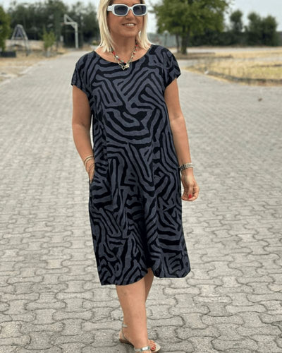 Laluna® | Printed Summer Dress with Round Neckline