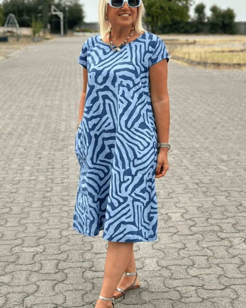 Laluna® | Printed Summer Dress with Round Neckline