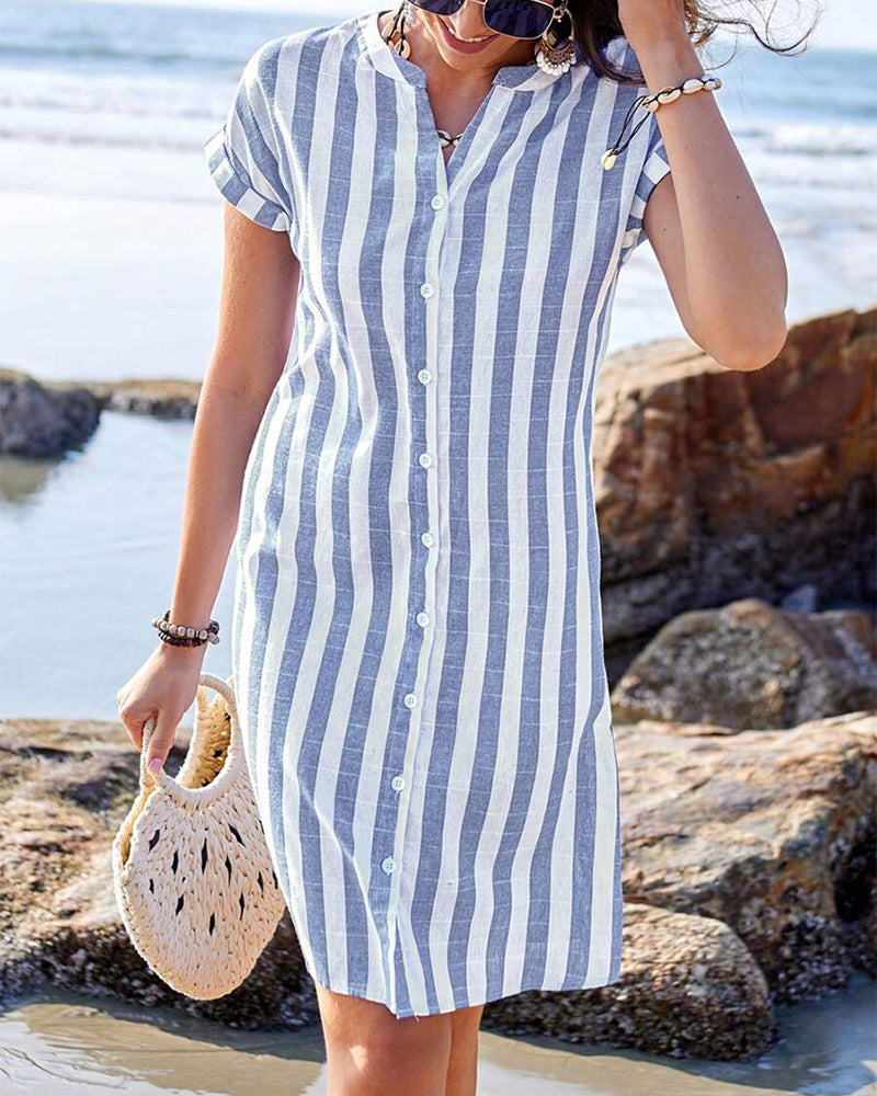 Laluna® | Chic Striped Shirt Dress