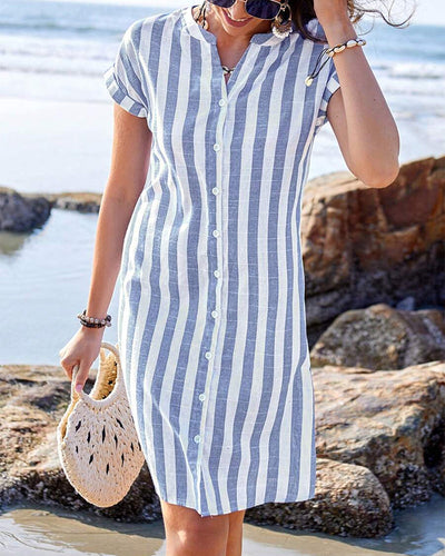 Laluna® | Chic Striped Shirt Dress