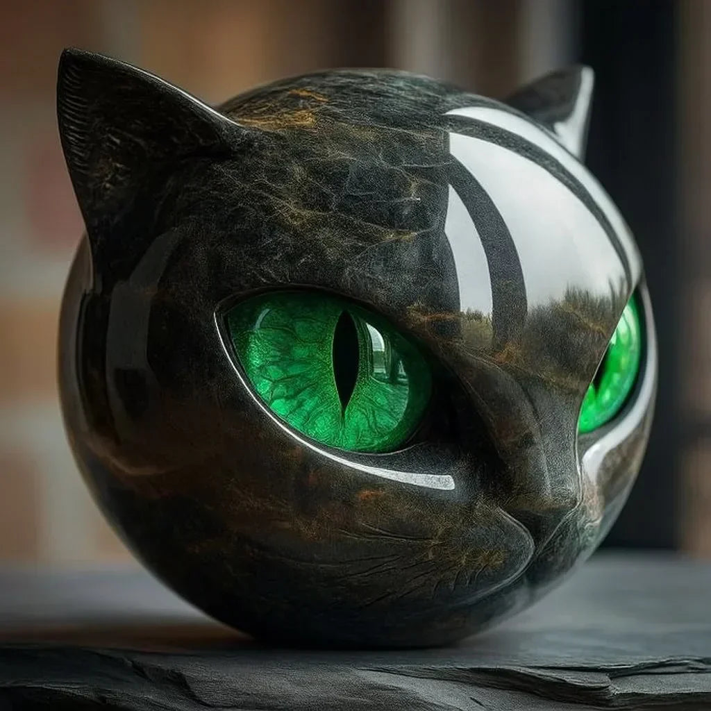 NyxCharm - Enchanting Black Cat Head Sculpture