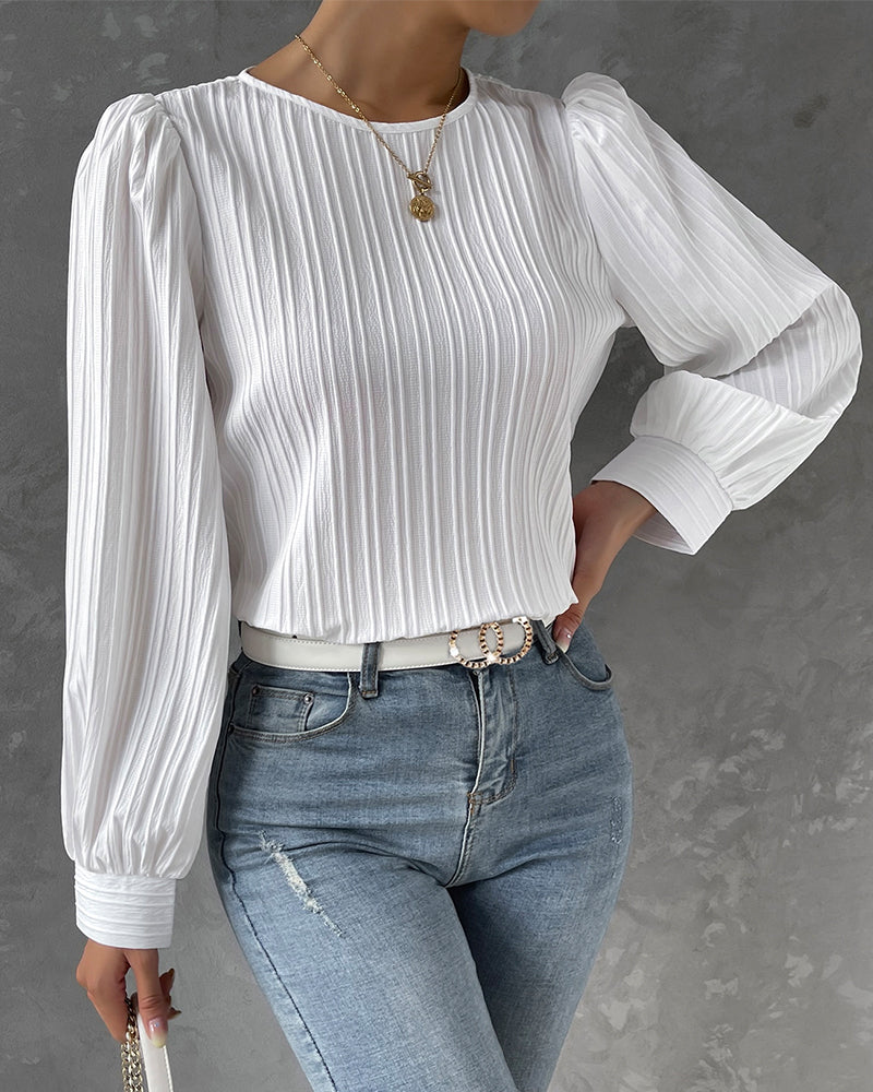 Laluna® | Solid Blouse with Lantern Sleeves