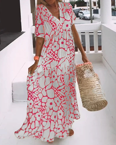 Laluna® | Printed V-Neck Loose Dress