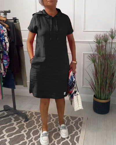 Laluna® | Short Sleeve Hooded Casual Dress