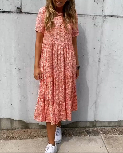 Laluna® Floral Print Short Sleeve Dress