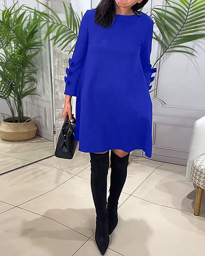 Laluna® | Relaxed Knee-Length Dress with Long Sleeves