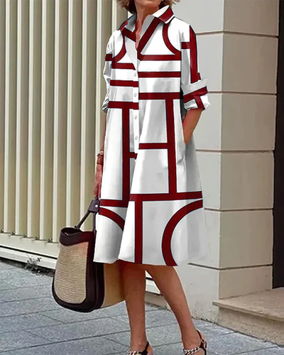 Laluna® | Geometric Print Dress with Convenient Pockets