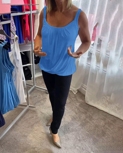 Pleated Sleeveless Casual Top