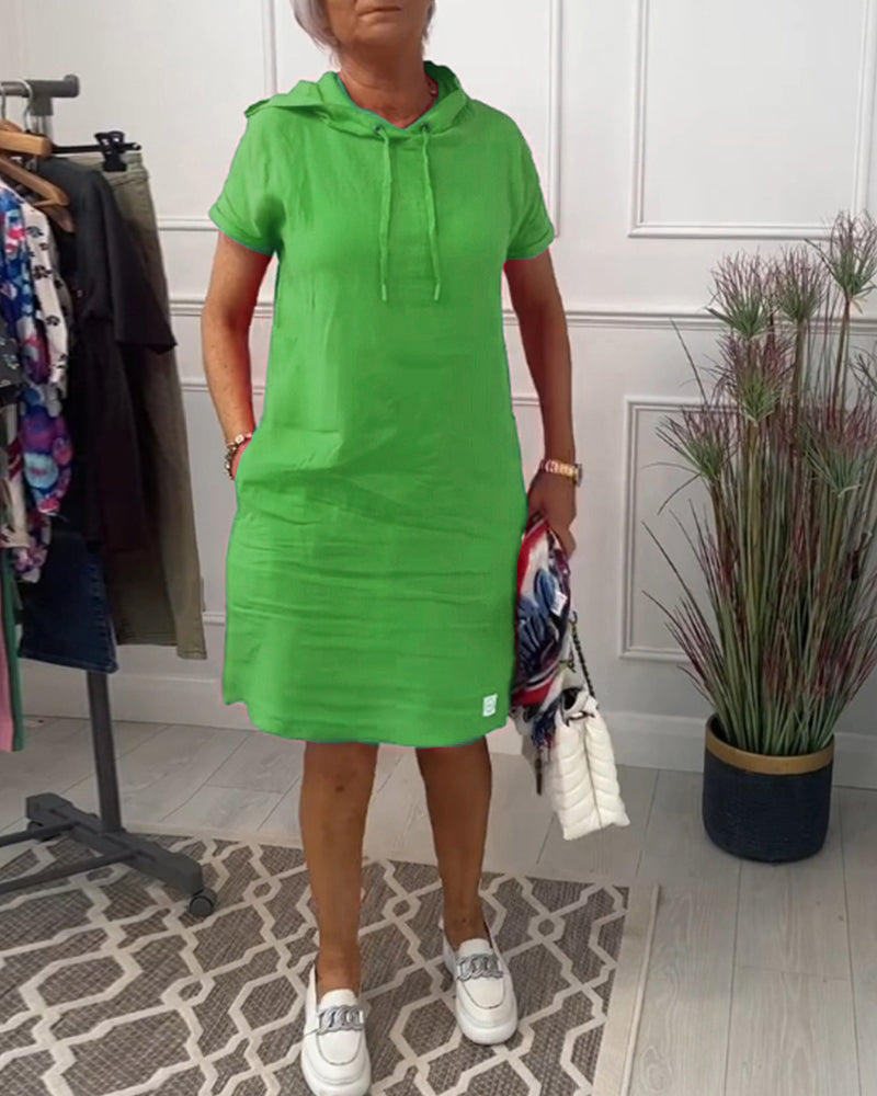Laluna® | Short Sleeve Hooded Casual Dress