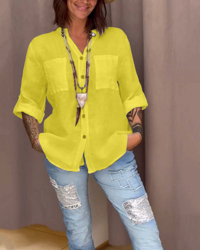 Classic Pocketed Shirt with Single Button Closure