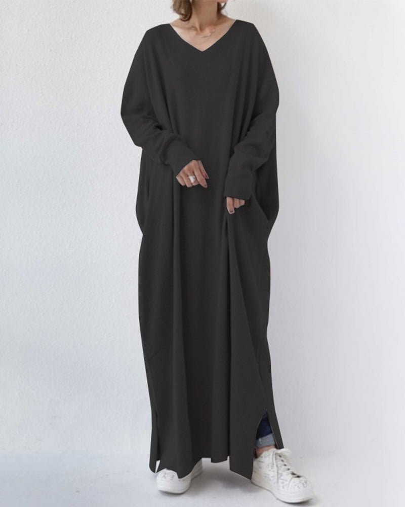 Laluna® | Stylish Long Sleeve V-Neck Dress