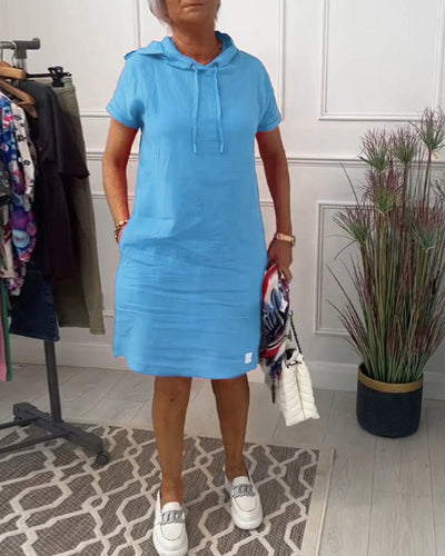 Laluna® | Short Sleeve Hooded Casual Dress