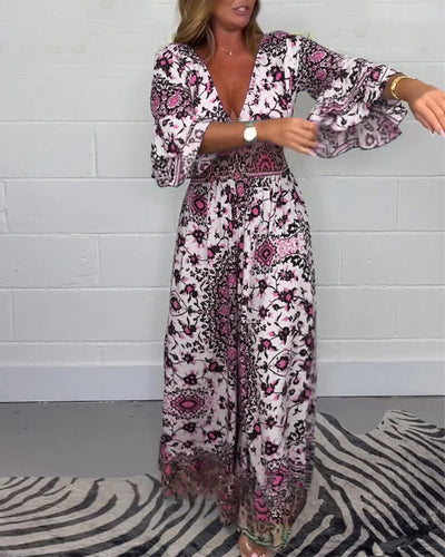 Laluna® | V-Neck Printed Jumpsuit