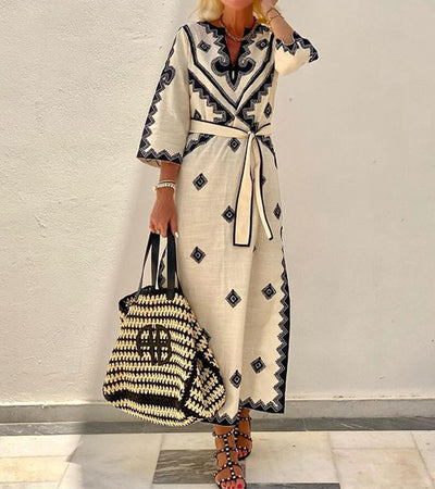 Laluna® | Classic V-Neck Half Sleeve Dress