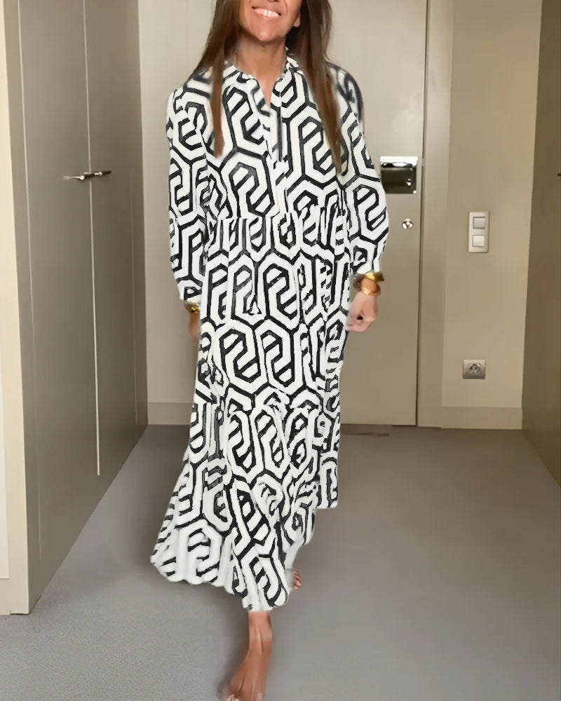 Laluna® | Polka Dot & Geometric Print Dress