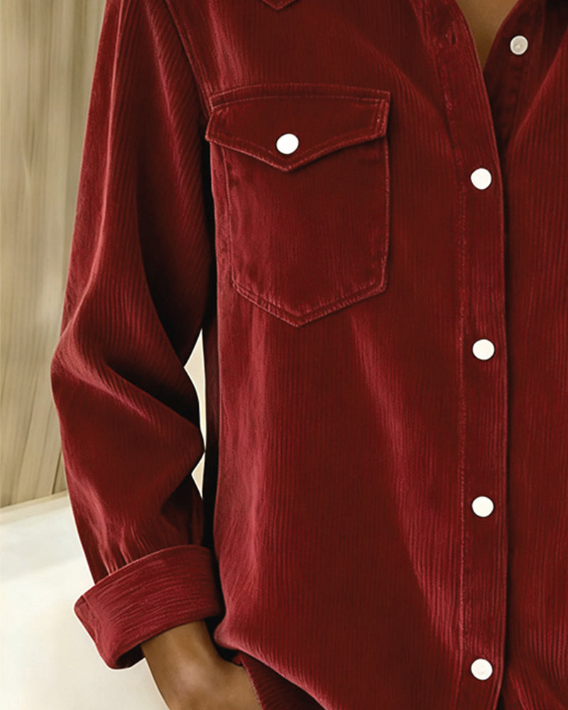 Laluna® | Long-Sleeve Shirt with Lapel and Button Placket