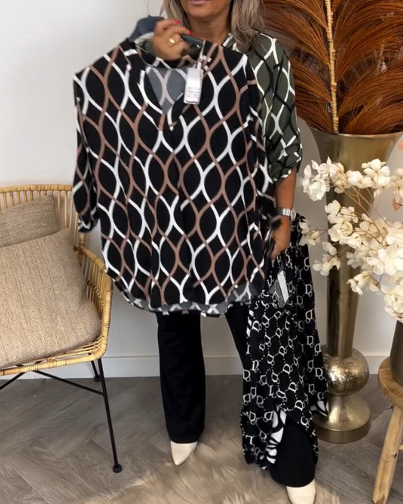 Casual blouse with long sleeves and print