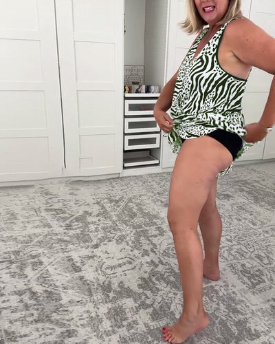 Zebra Print Slim-Fit Swimsuit