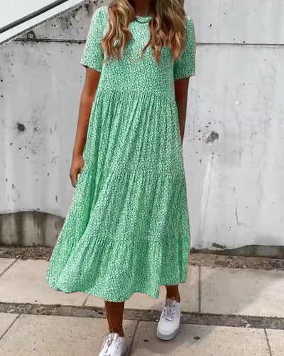 Laluna® Floral Print Short Sleeve Dress