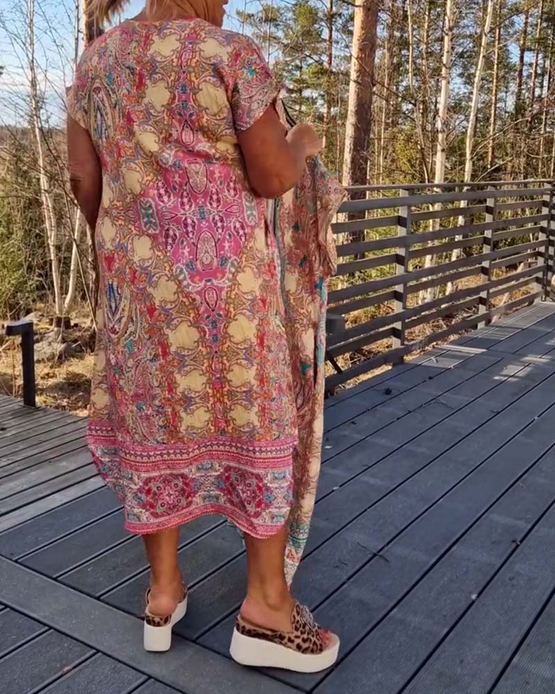 Laluna® V-Neck Short Sleeve Dress