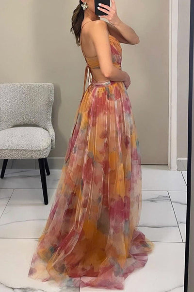 Victoria | Elegant Floral Print Maxi Dress