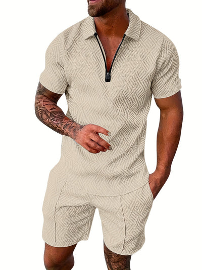 V-Neck Zippered Ensemble