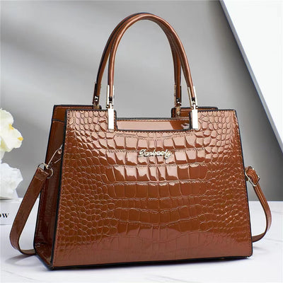 Laluna® | Glossy Crocodile Leather Tote
