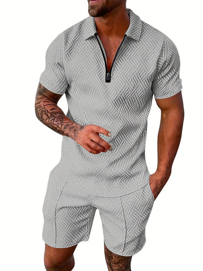 V-Neck Zippered Ensemble