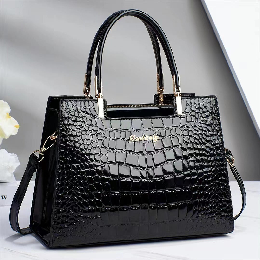 Laluna® | Glossy Crocodile Leather Tote