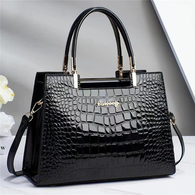 Laluna® | Glossy Crocodile Leather Tote