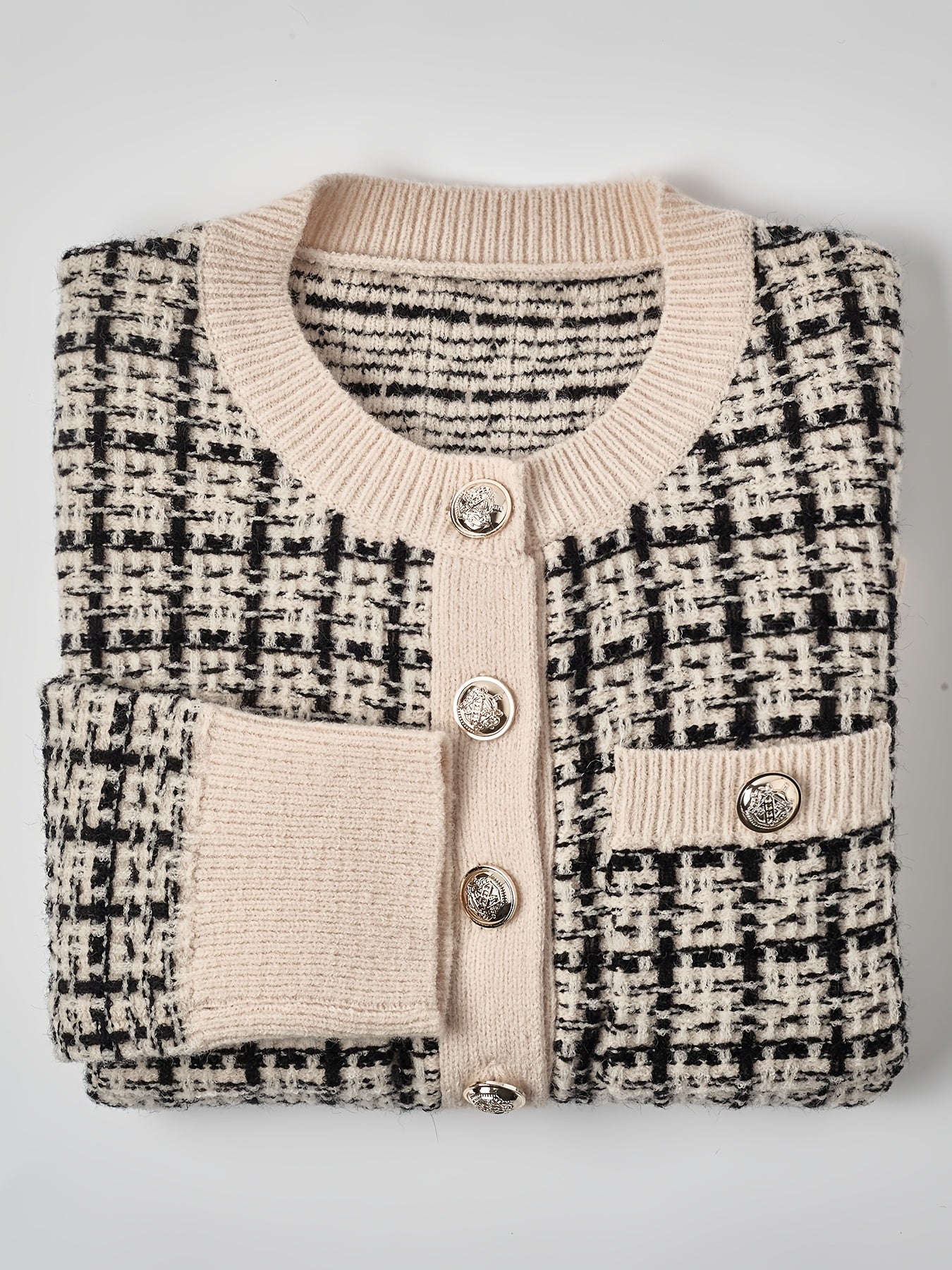 Laluna® | Button-Up Checked Cardigan