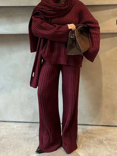 Laluna® V-Neck Jumpsuit with Matching Scarf