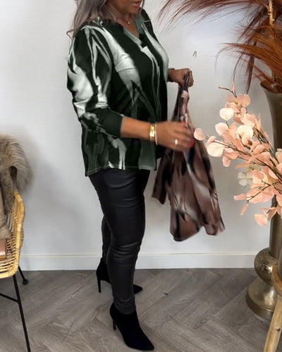 Wrap Blouse with Contrasting Collar