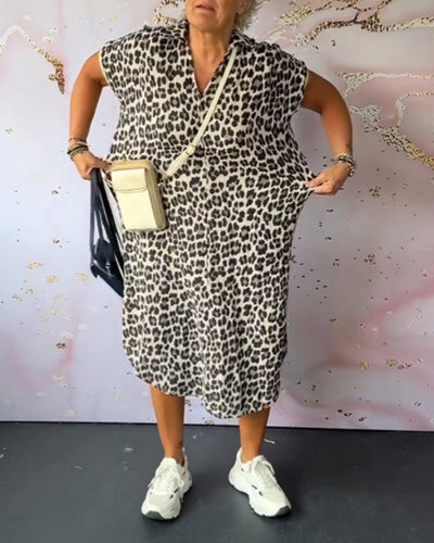 Laluna® Leopard Print V-Neck Dress