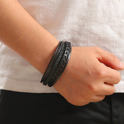 Viking Leather Braided Bracelet - Ragnar Band