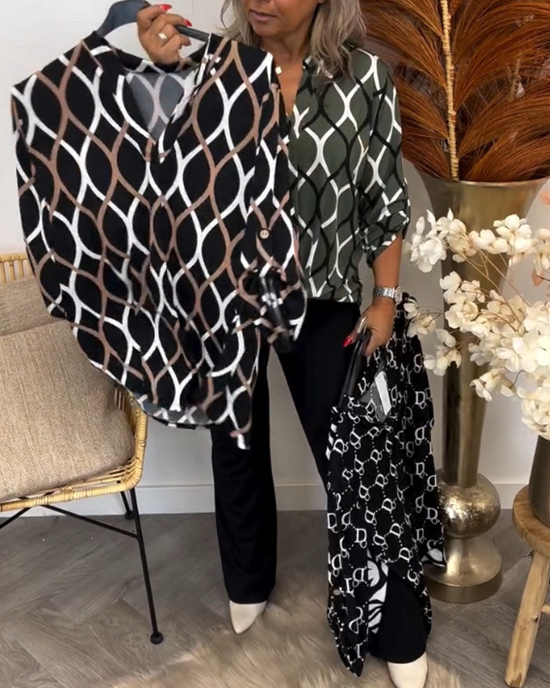 Casual blouse with long sleeves and print