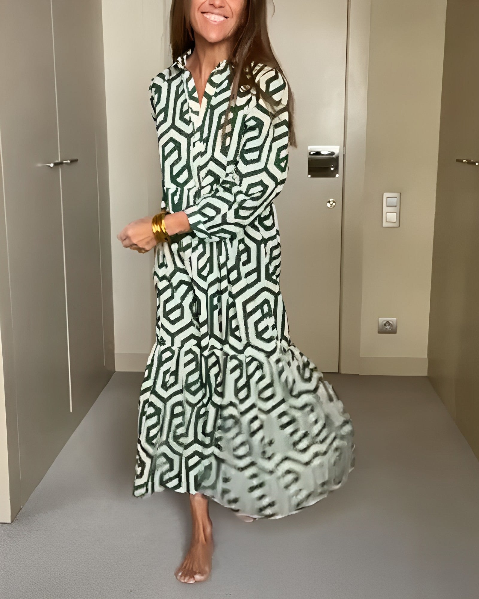 Laluna® | Polka Dot & Geometric Print Dress