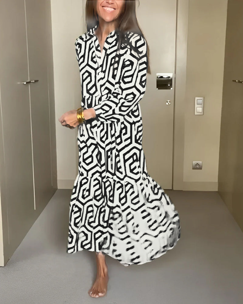 Laluna® | Polka Dot & Geometric Print Dress