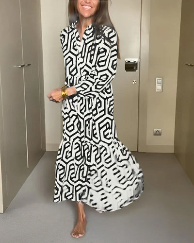 Laluna® | Polka Dot & Geometric Print Dress