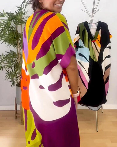 Laluna® | Vibrant Leaf Print Casual Dress