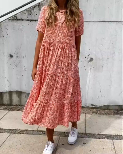 Laluna® Floral Print Short Sleeve Dress