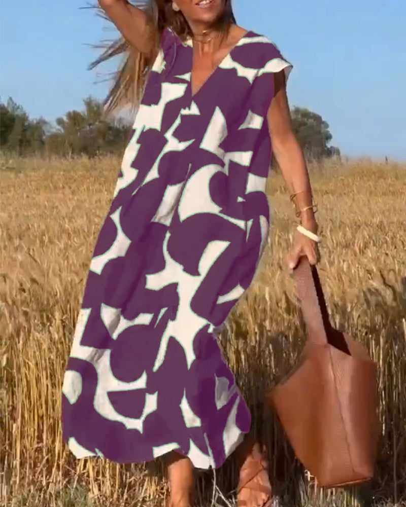 Laluna® | V-Neck Printed Dress