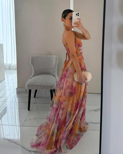 Victoria | Elegant Floral Print Maxi Dress