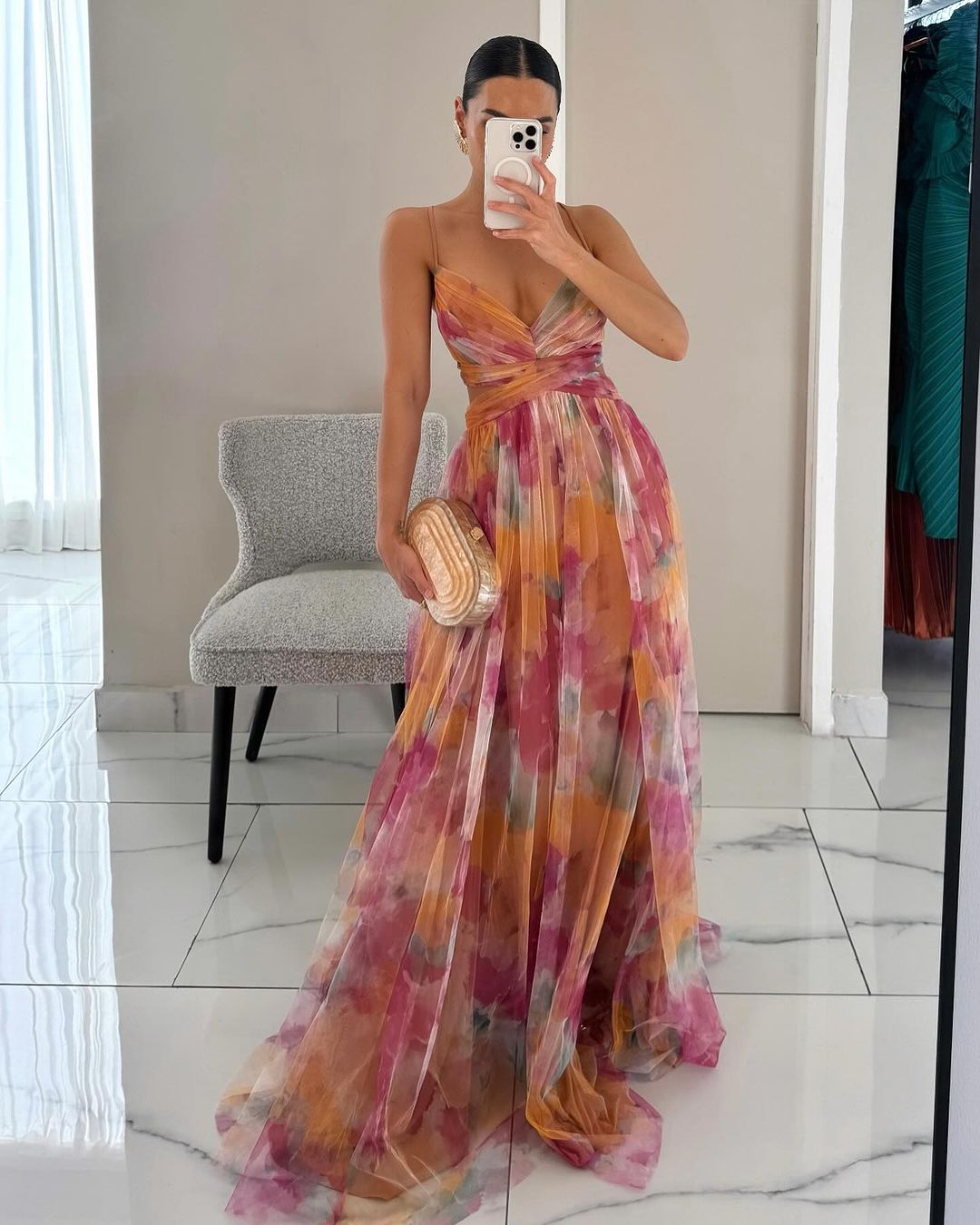 Victoria | Elegant Floral Print Maxi Dress