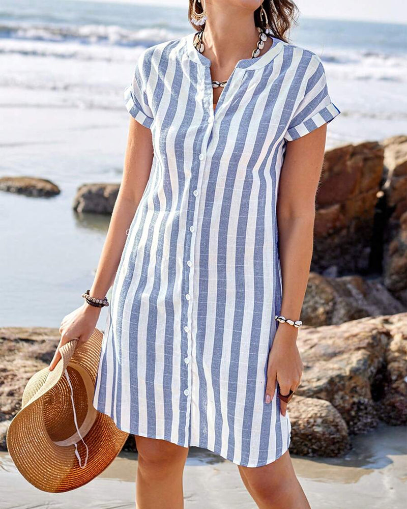 Laluna® | Chic Striped Shirt Dress